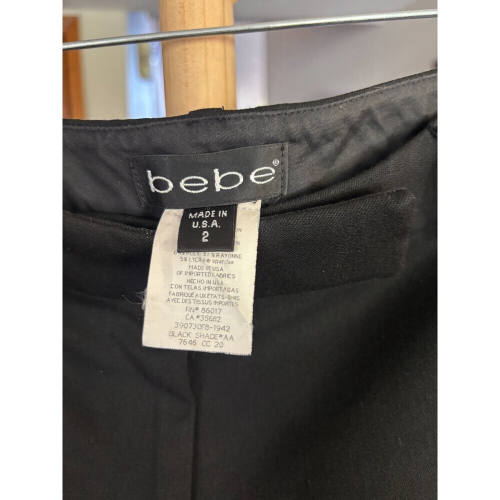 bebe Black Bootcut Flare Trousers Size 2 Mid Rise 90s Minimalist Dress Pants - Picture 5 of 12